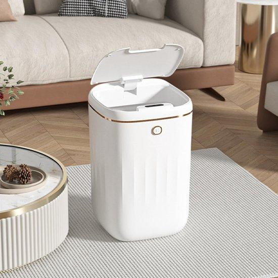 Witte automatische prullenbak van 20 liter met bewegingssensor en deksel