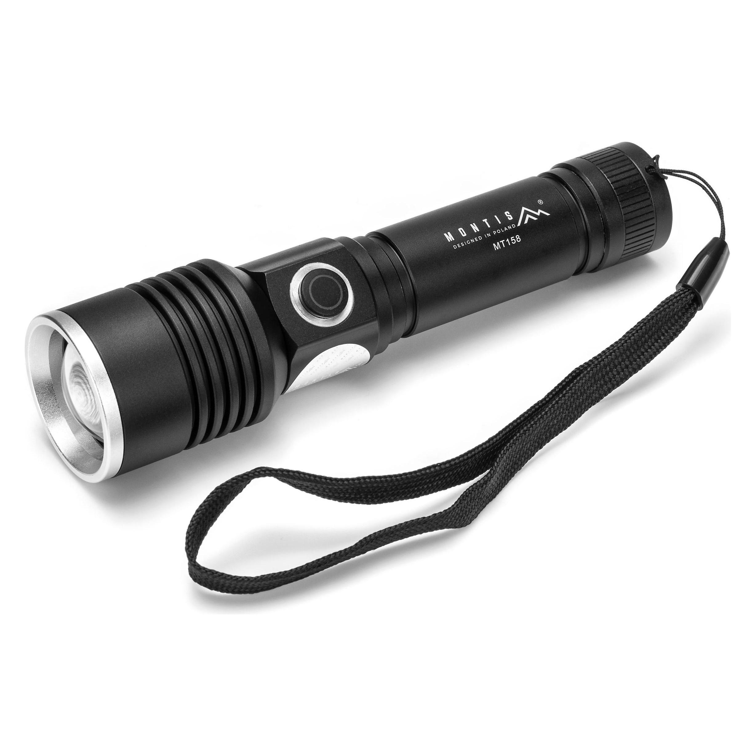 Montiss Montis Taktyczna ręczna latarka akumulatorowa LED MT158 Schwarz Taschenlampe (14.20 cm) (MT158)