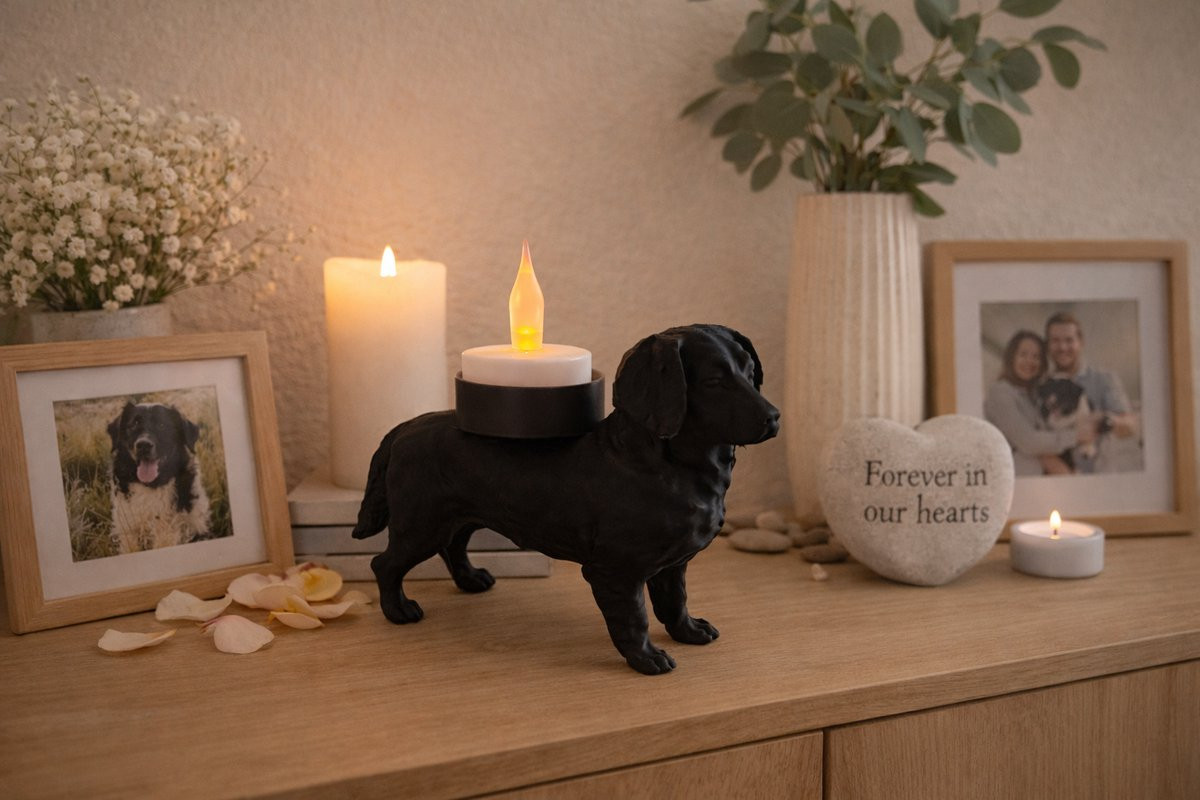 Friese Stabij Waxinelichthouder – Unieke Honden Decoratie met Theelicht - Zwart