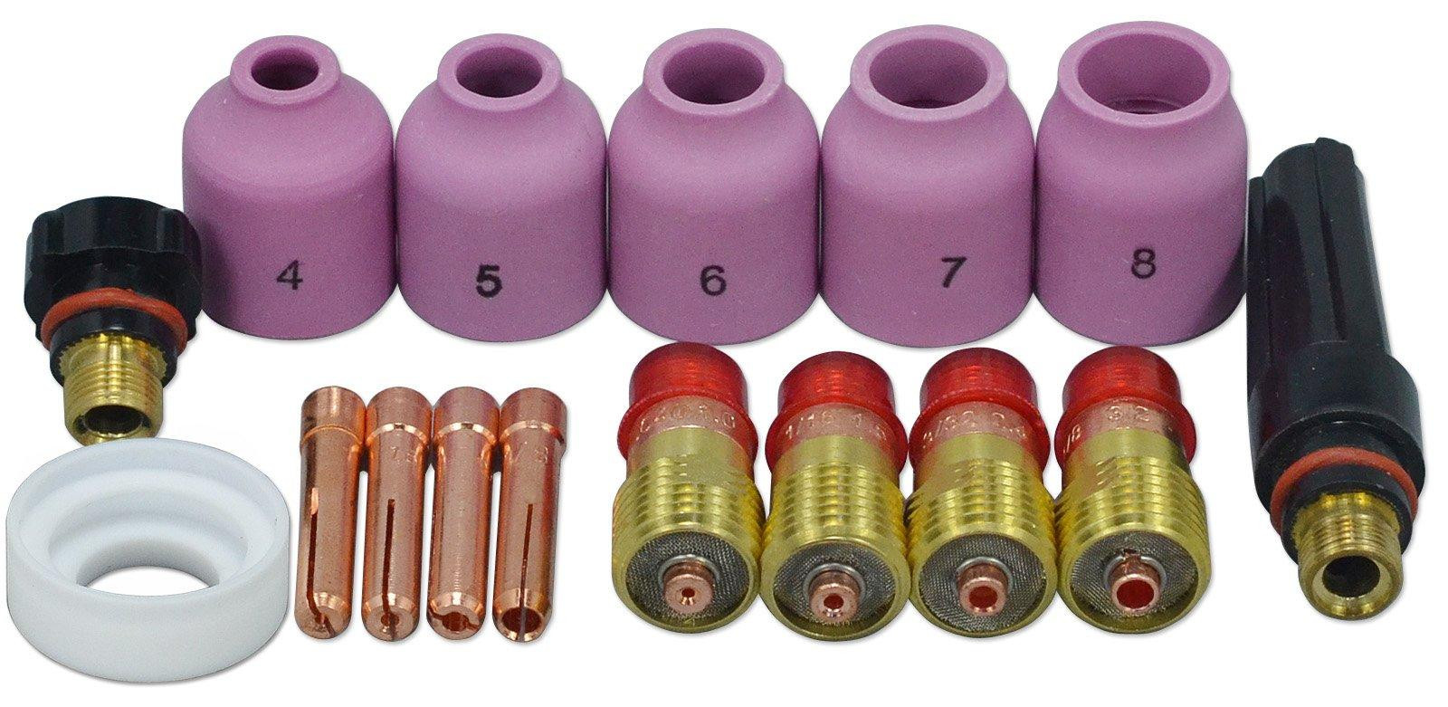 Selius TIG stompe Gas Lens 17GL332 2.4mm 10N24S 53N61S D12.50mm Kit voor DB SR WP 17 18 26