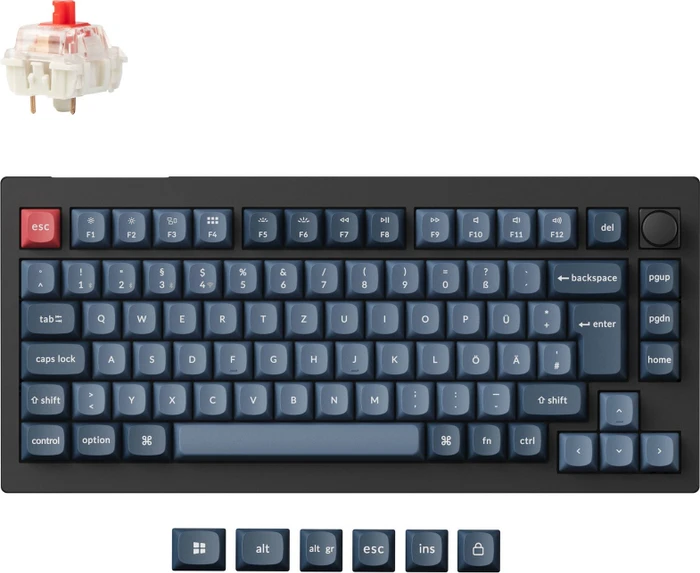 Keychron V1 Max Swappable RGB Backlight Red Switch - Black - Knob Version, US