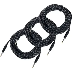 Pronomic Stage INST-10T Instrumentenkabel Klinke 10m Textil 3x Set