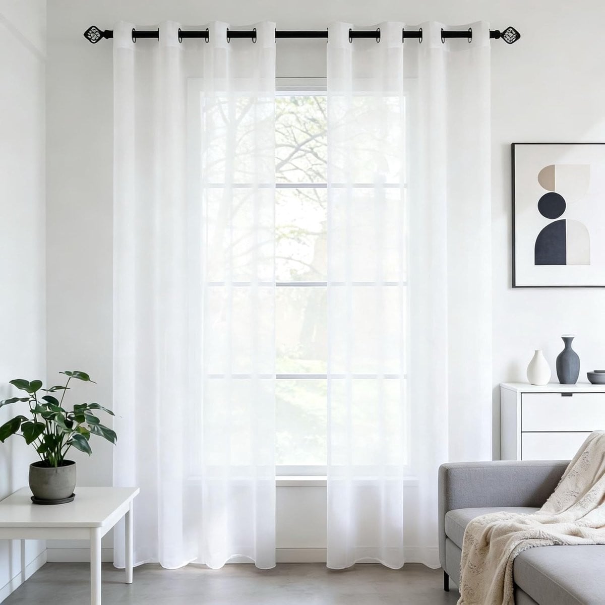 Voile Vitrage Lichtfilterend Gordijn Wit - 250 x 140 cm