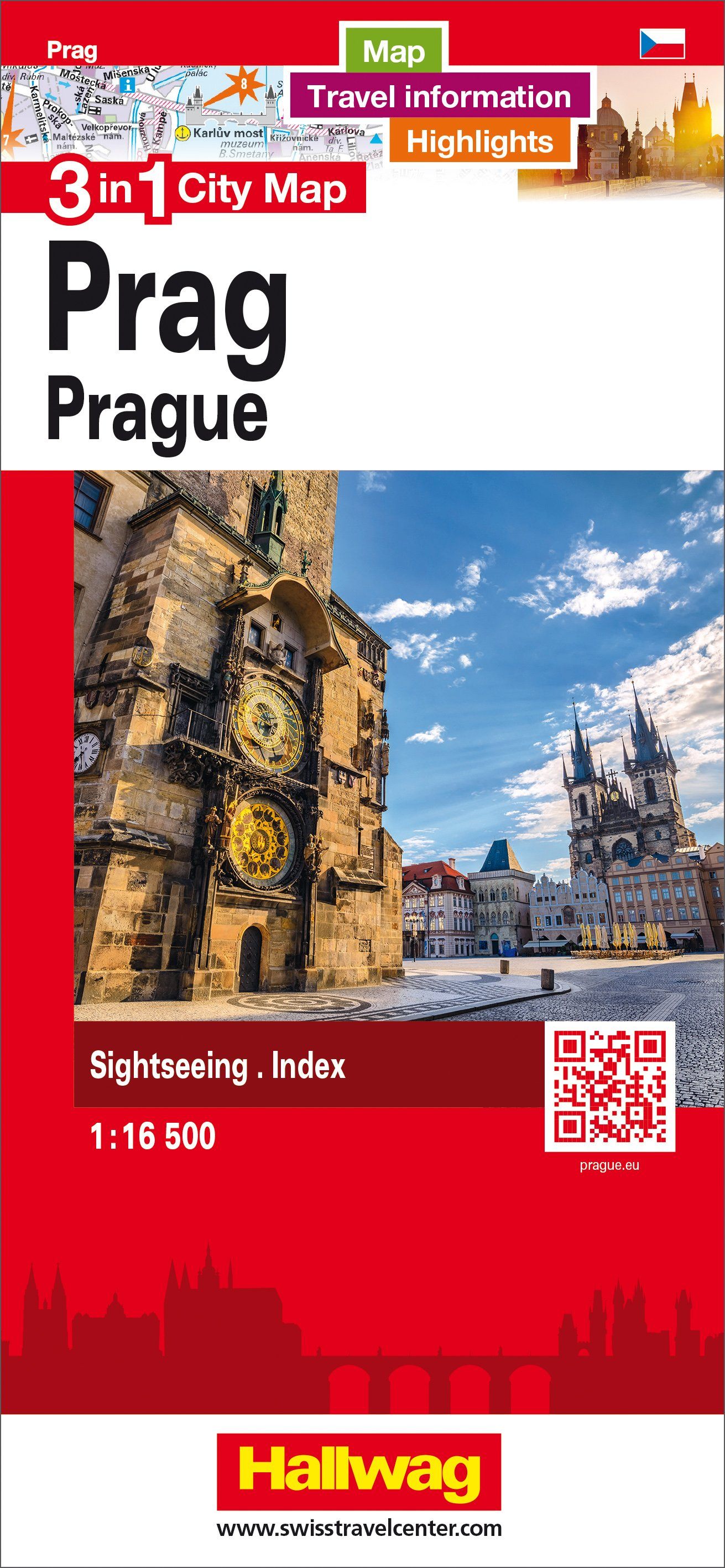 Plan de ville - Prague   Hallwag - 3 in 1 City maps