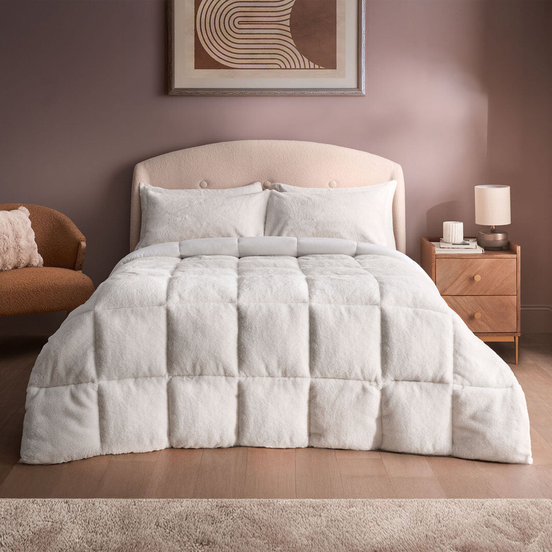Silentnight Coverless 10.5 Tog Duvet and Pillowcase Set Faux Fur, White White Single