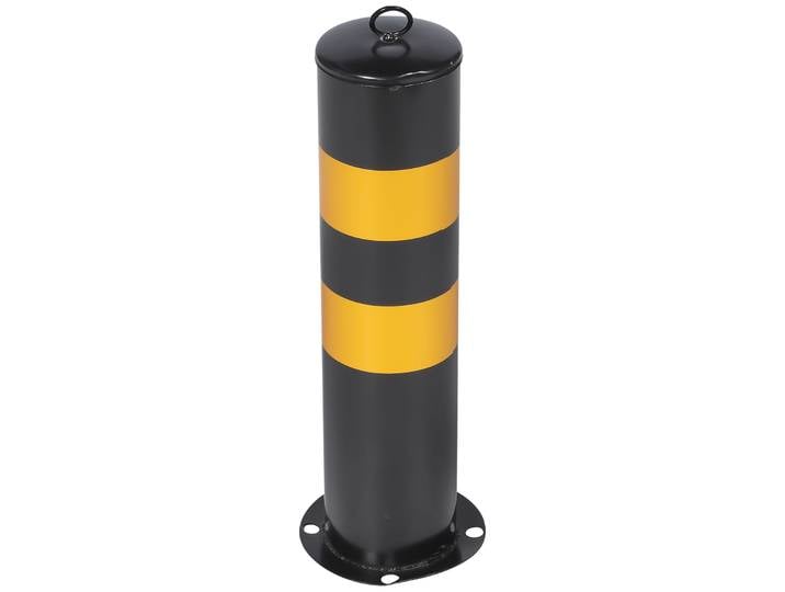 Borne de sécurité fixe en acier inoxydable, noir et jaune, barrière de stationnement, colonne de circulation, délinateur d'avertissement, protection d'allée