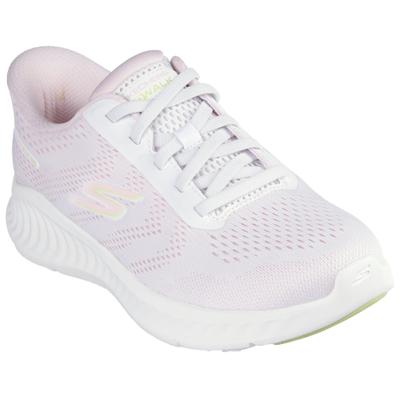 Slip-On Sneaker SKECHERS "GO WALK NOW-KHLOE", Damen, Gr. 43, Textil, rosa (weiß, rosa), Schuhe, Freizeitschuh mit Fersenkissen und Slip-ins Technologie