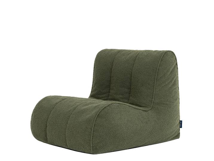 icon Sitzsack aus Boucle Swoop, Olivgrün, 300 L, Freiform, 82x74x92 cm, Wohnzimmer, Sessel, Sitzsäcke, XXL Sitzsäcke