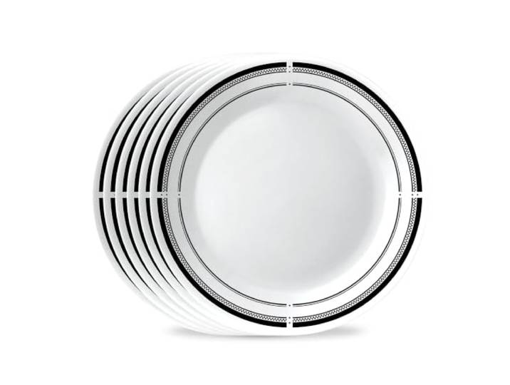 Corelle Vitrelle 3-lagiges Glas, 26 cm, leichte runde Teller, große runde Teller, splitter- und kratzfest, mikrowellen- und spülmaschinenfest, 6-teilig