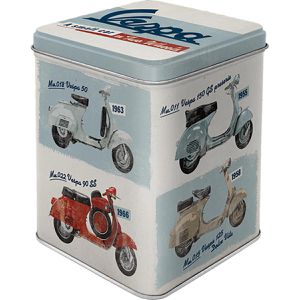 Nostalgic-Art Teedose Vespa Model Chart, aus Metall, für 100g losen Tee, mit Motiv, 7,5 x 9,5 x 7,5 cm