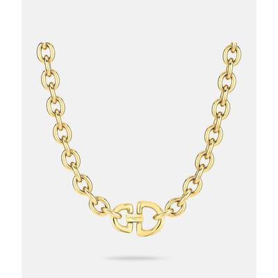 Kette mit Anhänger LIEBESKIND BERLIN "Schmuck Geschenk Edelstahl Halskette The D-Link Statement", gold (gelbgoldfarben), Halsketten, Damen, Edelstahl, L: 45 B: 6mm, B:6mm