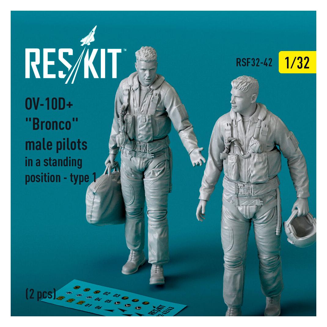 ResKit OV-10D+ Bronco male pilots (in a standing position - type 1) (2 pcs) (3D Printed) (RSF32-0042)