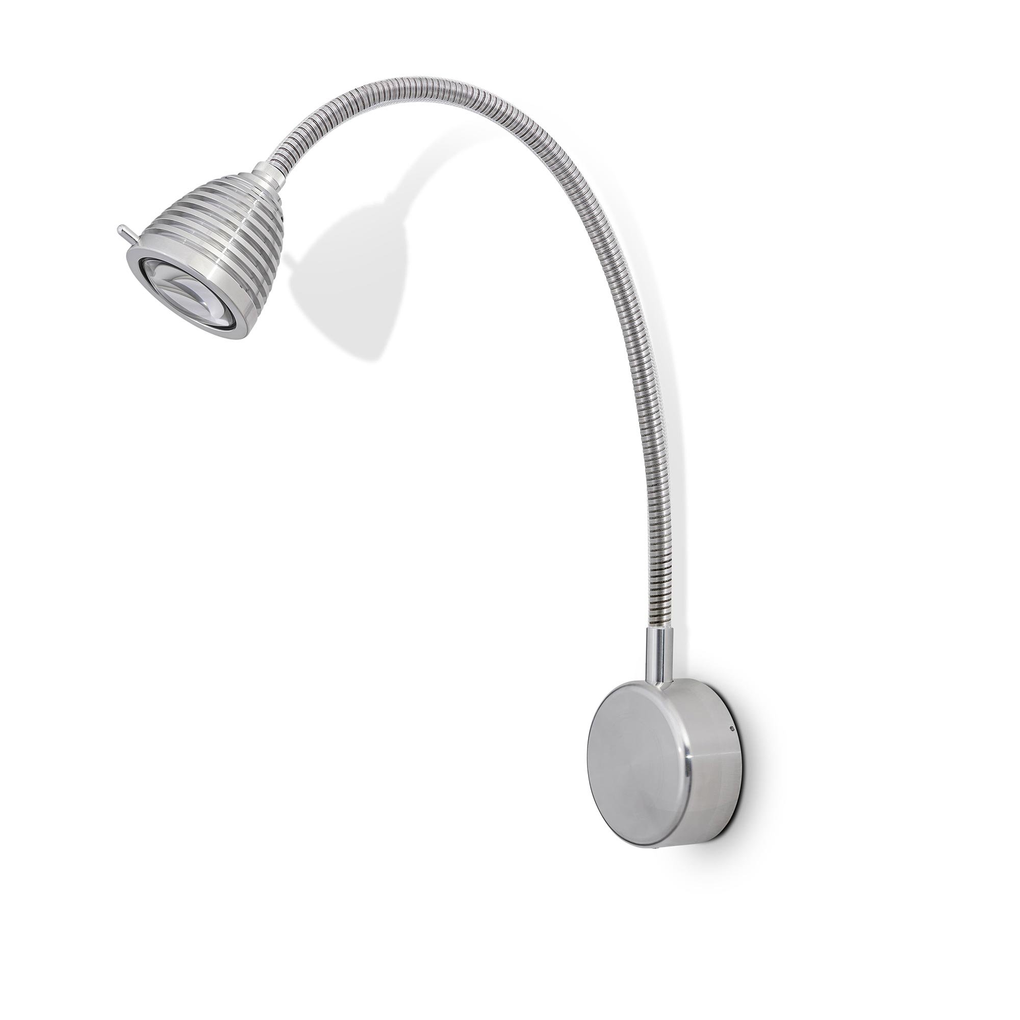 less 'n' more Athene A-BWL2 Wandleuchte aluminium (Flexwelle Aluminium, LED dimm... Flexwelle Aluminium, LED dimmbar über Tastdimmer am Sockel A-BWL2-S-KA-FA