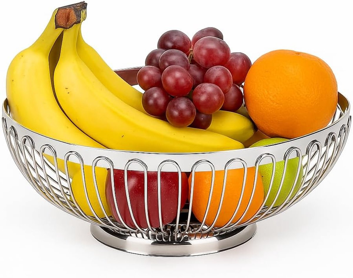 Decoratieve RVS Fruitschaal voor Mand of Middenstuk