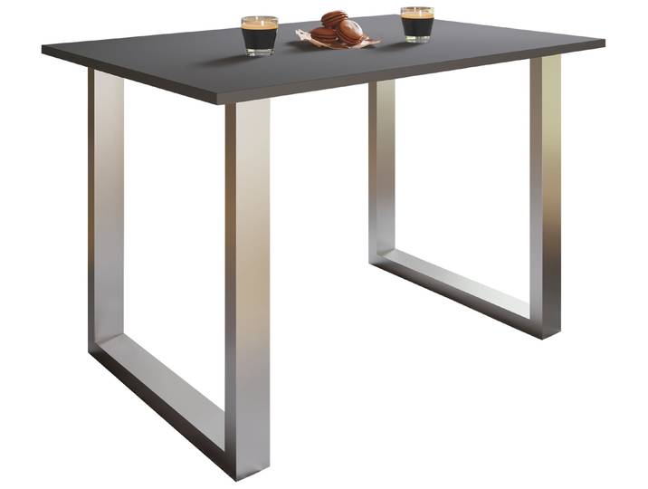 Esstisch VCM Premium Holz Esstisch Küchentisch Xona U 110x50 , schwarz (silber, anthrazit), B:110cm T:50cm, Tische, Esstisch