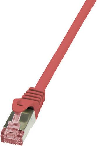 LogiLink CQ2014S RJ45 Patchkabel CAT 6 S/FTP 0.25m Rot Flammwidrig, mit Rastnasenschutz