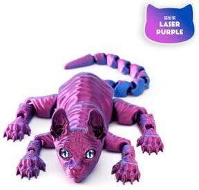 Uplift Picks 3D Printed Sphynx Cat Articulated Fidget Toy Flexible Cat Figurine Collectible Decor purple