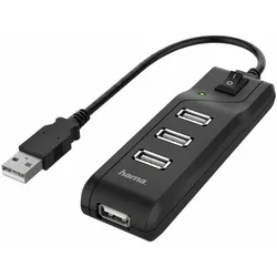 HAMA USB-Hub, 4x USB-A 2.0, USB-A 2.0