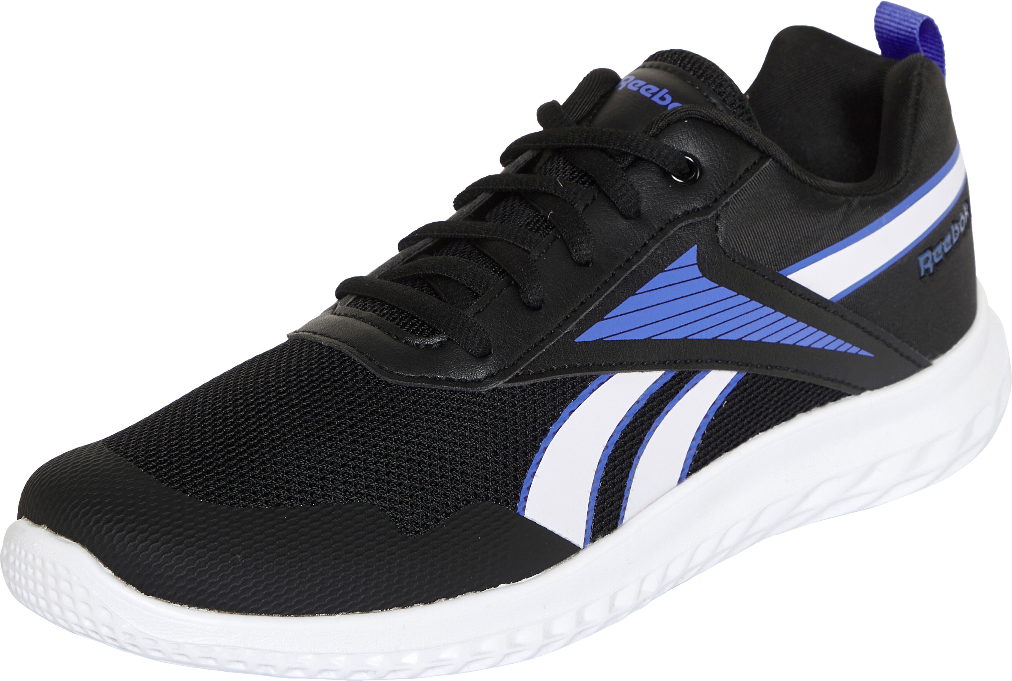 Laufschuh REEBOK "RUSH RUNNER 5", Mädchen, Gr. 34, blau (schwarz, digitalgleam, royallila), Synthetik, Textil, Schuhe Laufschuh