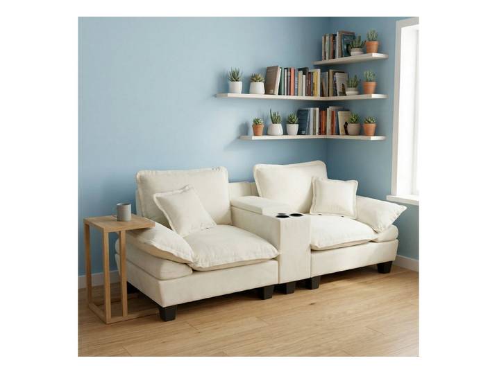 Odikalo 2-Sitzer Sofa Modular kombinierbar sofa, Doppelsofa aus Chenille in Segelbootform Couch für kleine Räume & Apartments