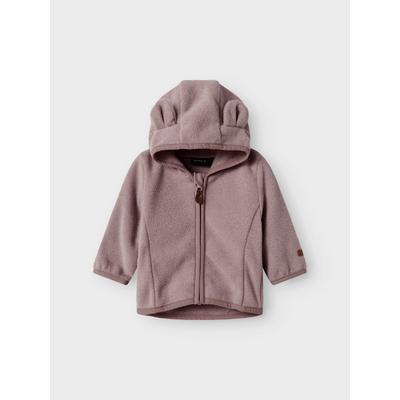 Kapuzenfleecejacke NAME IT "NBNMEEKO FLEECE JACKET MELANGE", Jungen, Gr. 68, rosa (woodrose), Web, Fleece, Obermaterial: 100% Polyester, unifarben, regular fit normal, Jacken, Fleece, Reißverschluss mit Kinnschutz