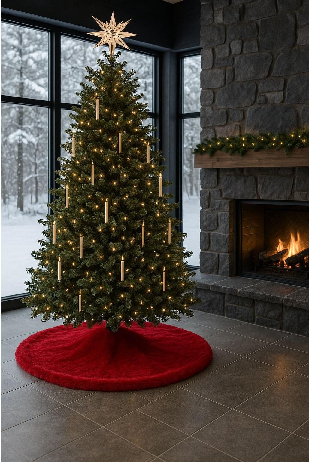 Weihnachtsbaumdecke "Conceptum Hypnose", rot, B:100cm T:100cm, Polyester, Weihnachtsbaumschmuck, Weihnachtsbaumdecke rot Einheitsgröße