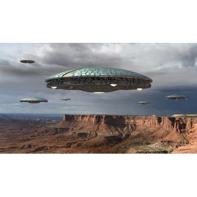 Fototapete PAPERMOON "UFO-Invasion", bunt, B:3m L:2,23m, Vlies, Tapeten