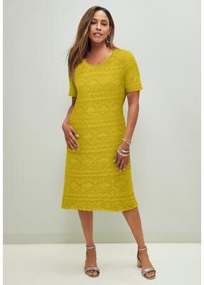 Plus Size Women's Crochet Dress by Jessica London in Golden Citrus (Size 14 W)