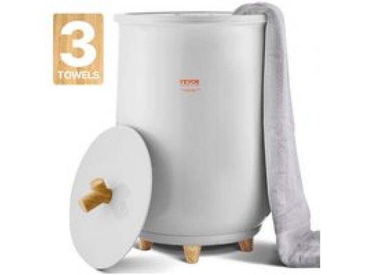 VEVOR Chauffe Serviettes 20 L, Seau Sèche-serviettes pour Salle de Bain, avec Réglage de la Température, Minuterie 20/40/60/90 min et Voyant LED, pour Couvertures Peignoirs, Spa Massage, Gris