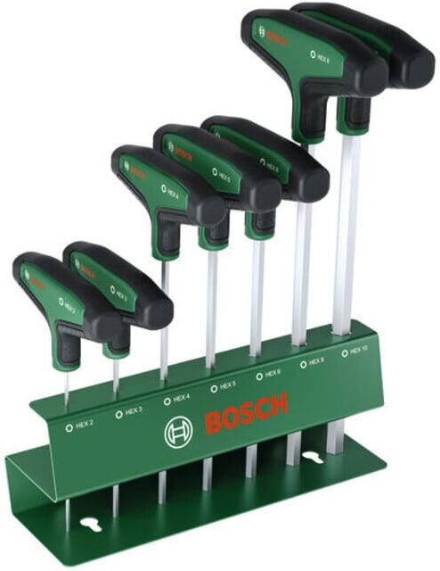 BOSCH Set de tournevis hexagonaux avec manche en T, 7 pièces (1600A039J1)