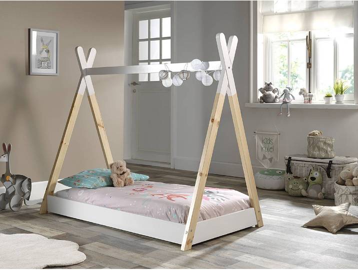 Zeltbett 70 x 140cm mit Lattenrost & Matratze Braun