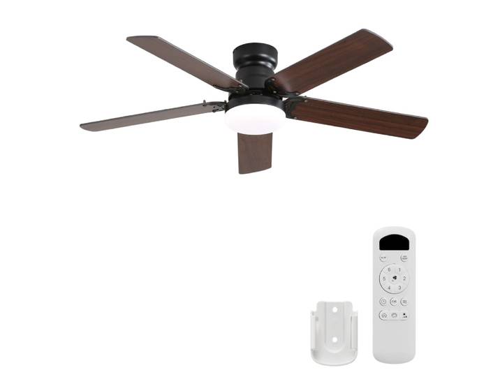 Ventilateur de plafond silencieux noir marron 107 cm LED