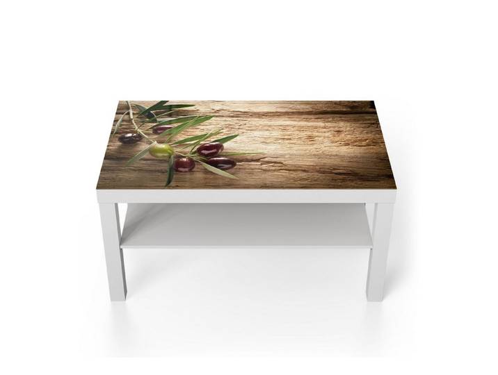 DEQORI Couchtisch 'Dekorativer Olivenzweig', Glas Beistelltisch Glastisch modern