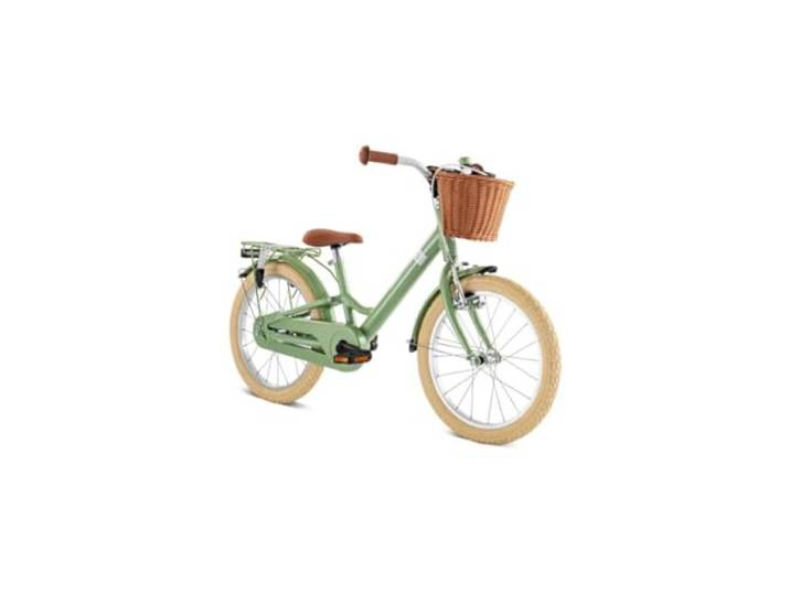 PUKY YOUKE Classic 18 Kinderfahrrad 18 Zoll Kinderfahrrad ab 5 Jahren Retro Fahrrad für Kinder mit Korb & Rücktritt Höhenverstellbar & leicht Made in Germany Retro Green