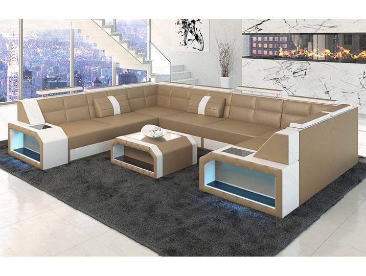 Wohnlandschaft Pesaro U-Form aus Leder