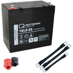 Q-Batteries 216V-Anlage 18 x 12LS-55 für Sicherheitsbeleuchtung Inkl. Zubehör und Verbinder für Aufstellung 2 Etagen je 3 Reihen oder 3 Etagen je 2 Reihen