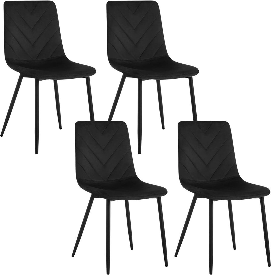 George Oliver Amalia 43.5 cm H Velvet Full Back Side Chair Black 81cm H X 42cm W X 43.5cm D