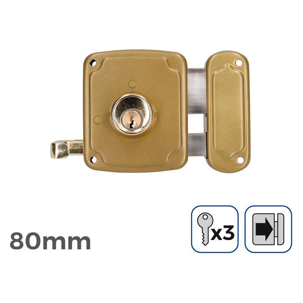 EDM Product Türzusatzschloss 85261 Gold Stahl 80 X 94 Mm Obenauf Legen (Profilzylinder) (45291997)