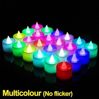 Uplift Treasures Colorful Flameless LED Tealight Candles Battery Operated Party Decor Set multicolor 6pcs
