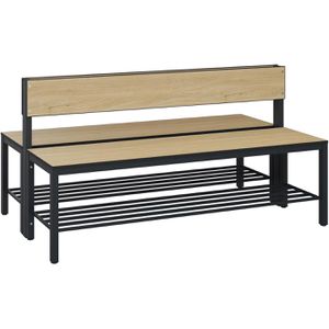 CP-Möbel Umkleidebank 8061-410, Sitzfläche Holz, 150 cm, mit Schuhrost, eiche / anthrazit, doppelt