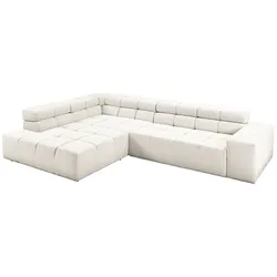 KAWOLA Sofa NEVADA Ecksofa Feincord weiß Recamiere links