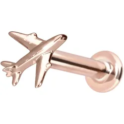 14 Karat Gold Labret mit Innengewinde FLUGZEUG