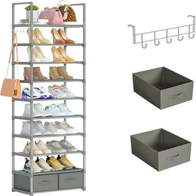 No "Tall Shoe Rack Narrow 10 Tier Shoes Rack - 11.8""D x 17.7""W x 78.7""H"