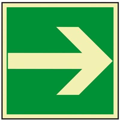 Schild I PERMALIGHT power langnachleuchtend Rettungszeichen Richtungsangabe gerade, praxisbewährt, Aluminium, 200x200mm,DIN 67510