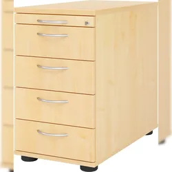 bümö Schreibtisch Schrank abschließbar, Schubladenschrank Holz in Ahorn, Container mit Schubladen - Schubladen Schrank Büro, Schreibtisch Container