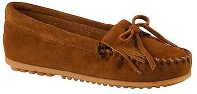Minnetonka Girls' Kilty Suede Moc - 10 Toddler Brown Slip On Medium