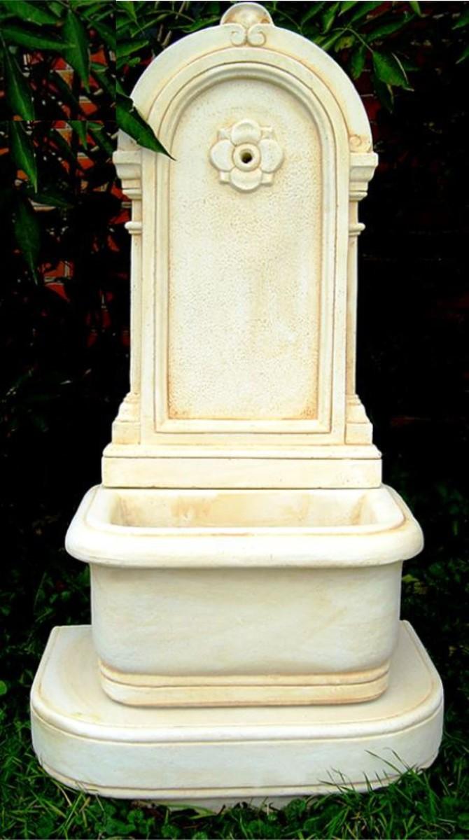 Casa Padrino Jugendstil Wandbrunnen Weiß / Beige H. 113 cm - Prunkvoller Gartenbrunnen - Gartendeko Stein Brunnen - Barock & Jugendstil Garten Deko Accessoires