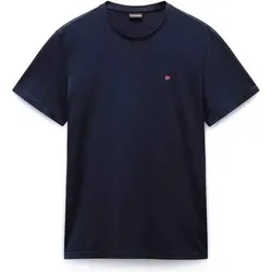 NAPAPIJRI Herren T-Shirt - SALIS, Small Flag, Rundhals, Regular Fit, Baumwolle, einfarbig, Größe L in Blau Blau
