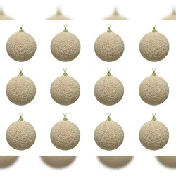 Christmas Decorations 12 Weihnachtskugeln 10cm Kunststoff Christbaumkugeln Perlen Glitzer champagner