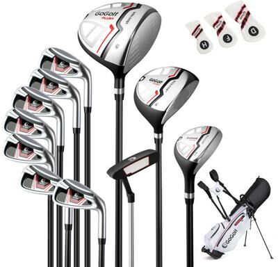Costway Women's Complete Golf Clubs and Bag Set with Headcovers and Putter-Red